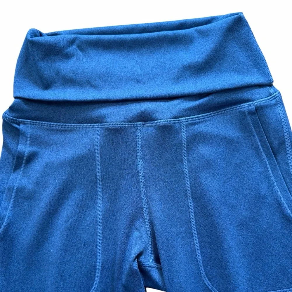 Halara Blue Super High Waistband Foldover Pocket Full Length Flare Leggings XS